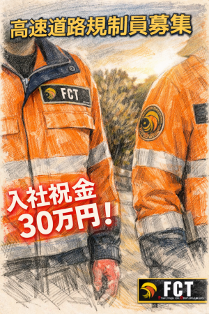日給14,160円　高速道路規制・交通誘導警備員　未経験OK