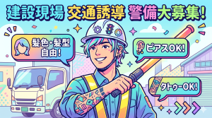 髪型・髪色自由＆タトゥーOK｜建設現場サポート警備