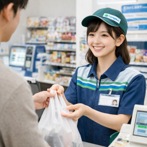 コンビニでのレジ接客対応/品出し/清掃