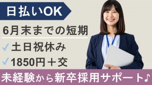 来年6月末まで短期／新卒採用サポート