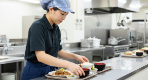 社員食堂で調理補助スタッフ
