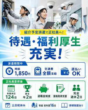 派遣から正社員へ！Wi-Fi・防犯カメラなどの通信設備工事